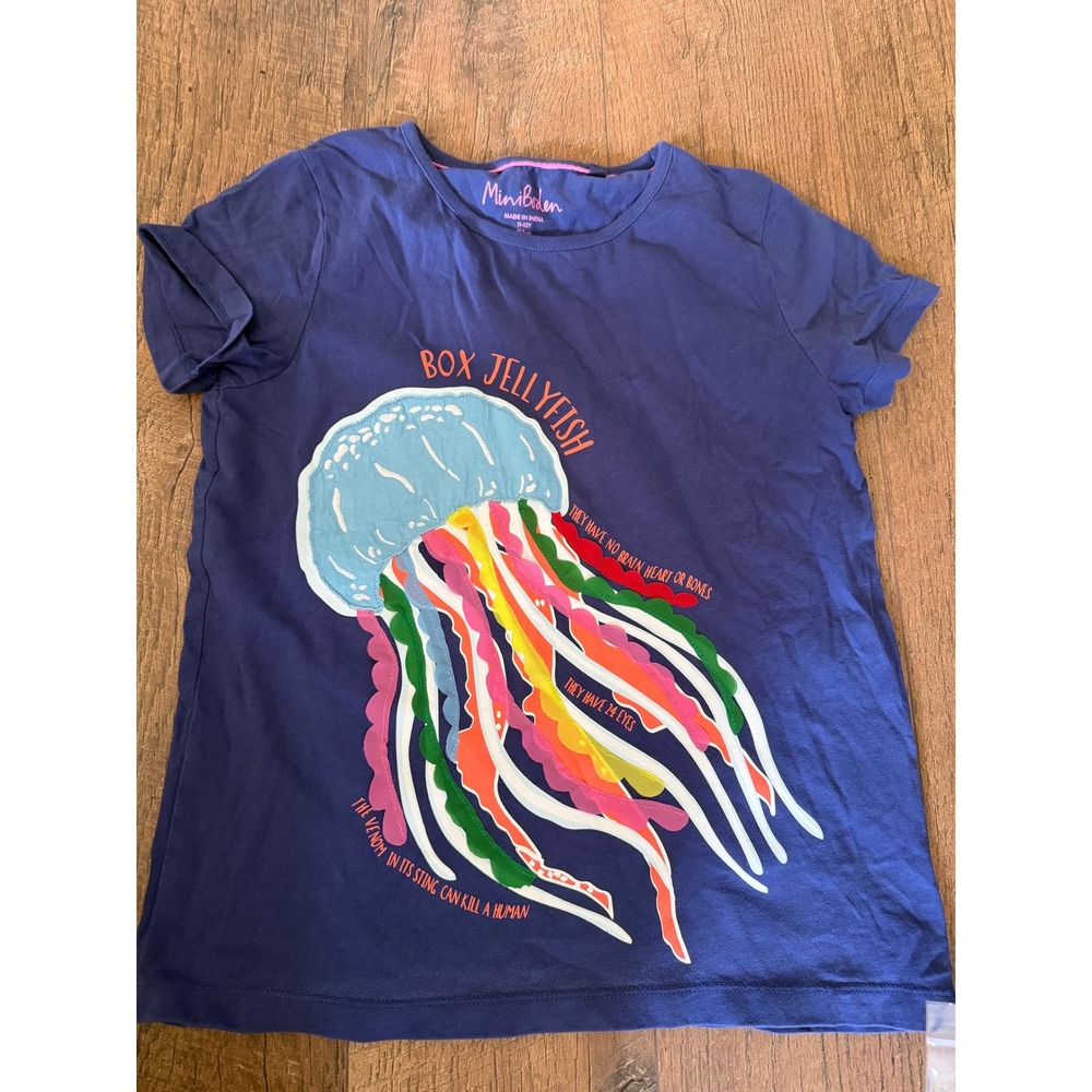 Mini Boden Box Jellyfish Graphic T-Shirt Kids 11-12Y Blue Short Sleeve Tee